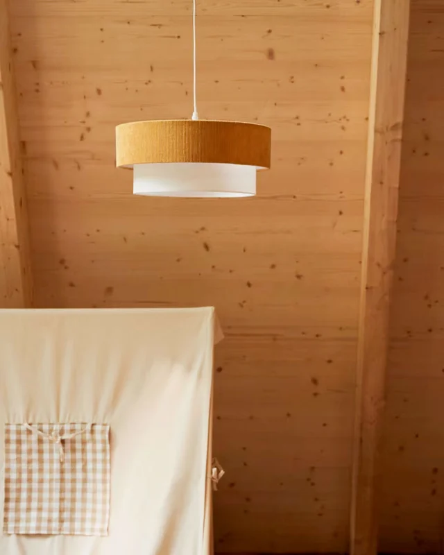 Lámpara de techo Bianella de algodón - y pana mostaza Ø 40 cm en Amarillo - Lámparas colgantes, Uruguay | Kavehome, vista 3