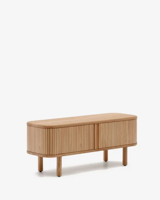 Mueble TV Mailen 2 puertas en chapa de fresno - con acabado natural 120 x 50 cm en Madera natural - Muebles para TV, Uruguay | Kavehome