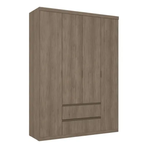 Ropero Nobre 4 Puertas 100% MDF - Nogal oscuro en Marrón - Roperos y placares, Uruguay | Nario Hogar