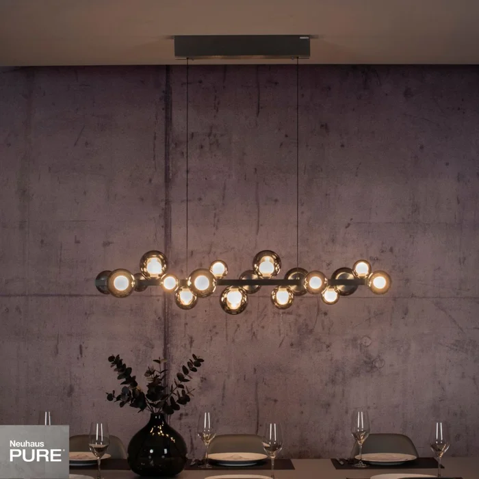 Colgante led 18 esferas 32w motorizado a control remoto con varias funciones - PLATA en Gris - Lámparas colgantes, Uruguay | Iluminica