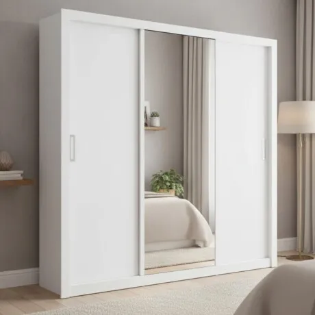 Ropero puertas corredizas - Blanco en Blanco - Roperos y placares, Uruguay | La Cueva Muebles