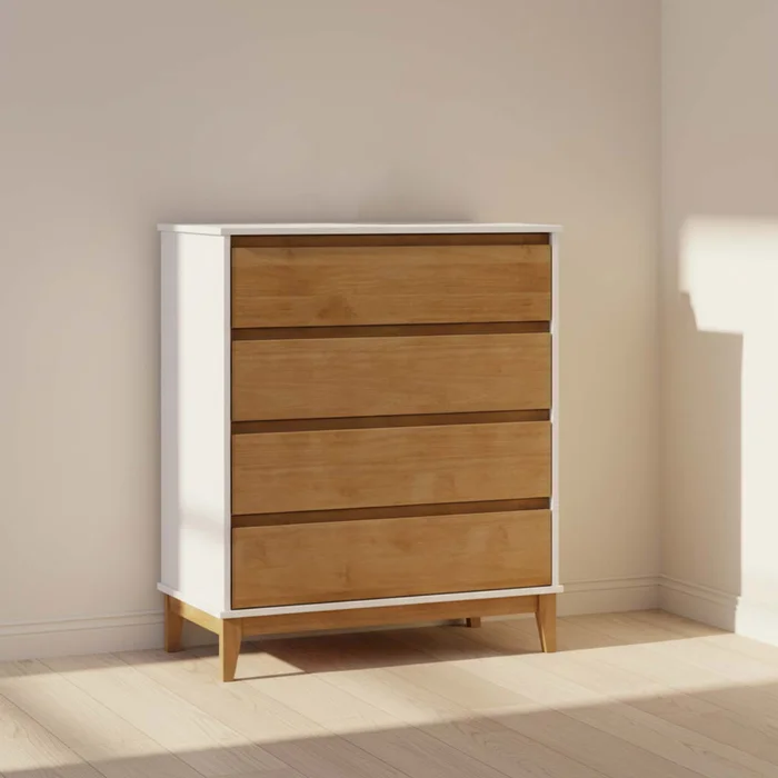 Comoda 4 Cajones Mdf-y-madera Marron Adaku en Marrón - Cómodas, Uruguay | Divino