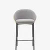 Taburete Eamy de chenilla gris claro chapado en fresno acabado natural y metal negro 65 cm en Gris - Butacas, banquetas y puffs, Uruguay | Kavehome, vista 6 de 9