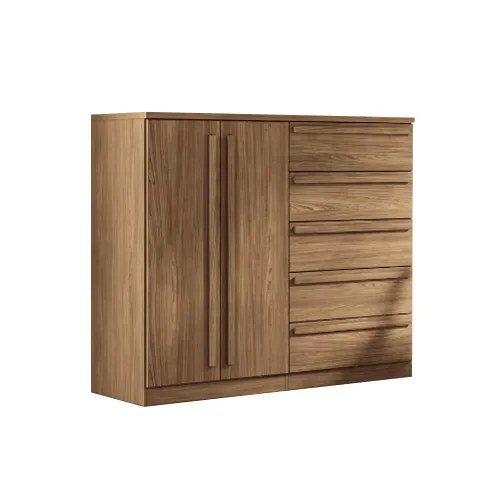 Comoda Cajonera 2 Puertas 5 Cajones 100% Mdp Dormitorio Jatoba - Cómodas, Uruguay | Lais Muebles