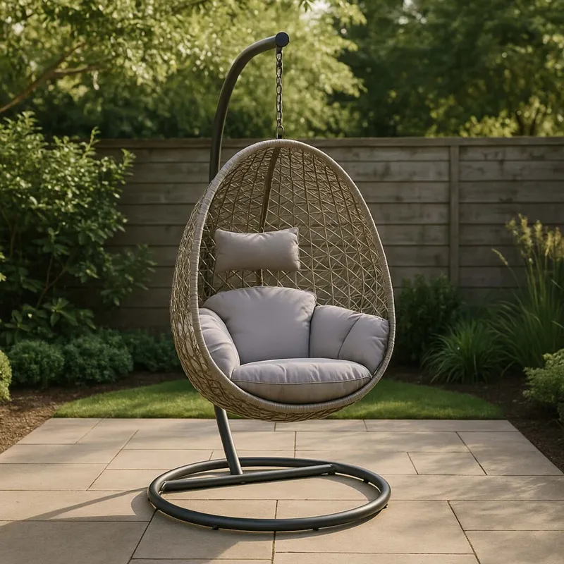 Hamaca Colgante Rattan-sintetico-y-acero Natural-beige Fiji en Beige - Muebles para el exterior, Uruguay | Divino