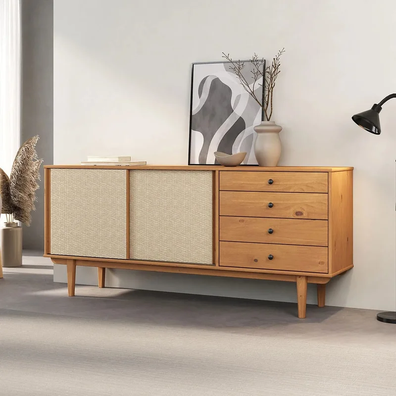 Aparador Buffet 175CM con Ratan Serena - Madera Maciza en Madera natural - Aparadores y recibidores, Uruguay | Balton, vista 4