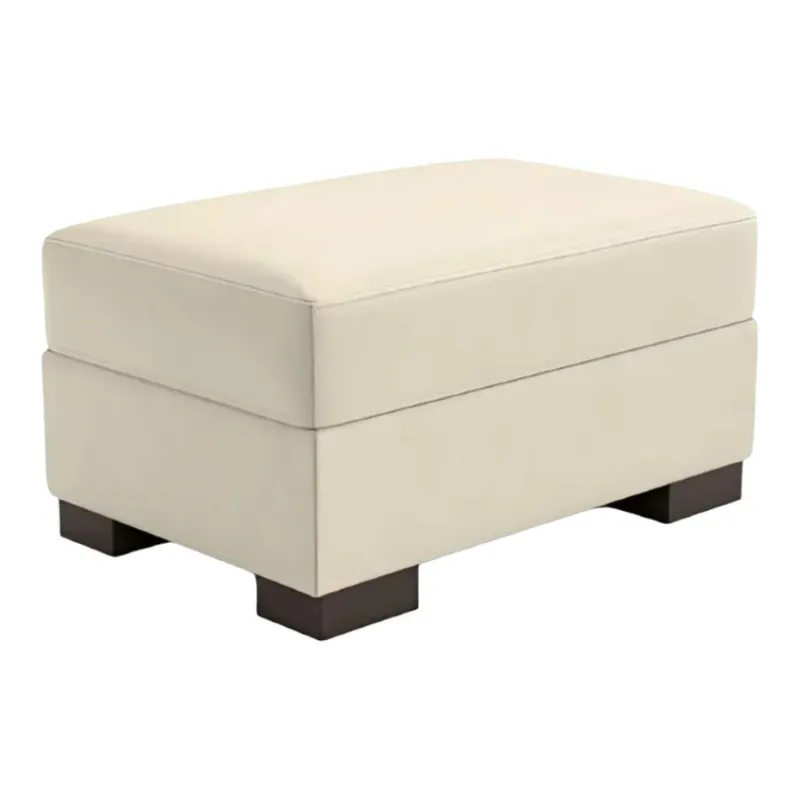 PUFF DOMINI OTTOMAN - 100% CUERO - PERLA MATE en Blanco - Butacas, banquetas y puffs, Uruguay | Champagne Home