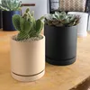 MACETA CERAMICA C/PLATO 16.5X16.5X15.5CM BEIGE en Beige - Macetas, Uruguay | Koz, vista 2 de 2