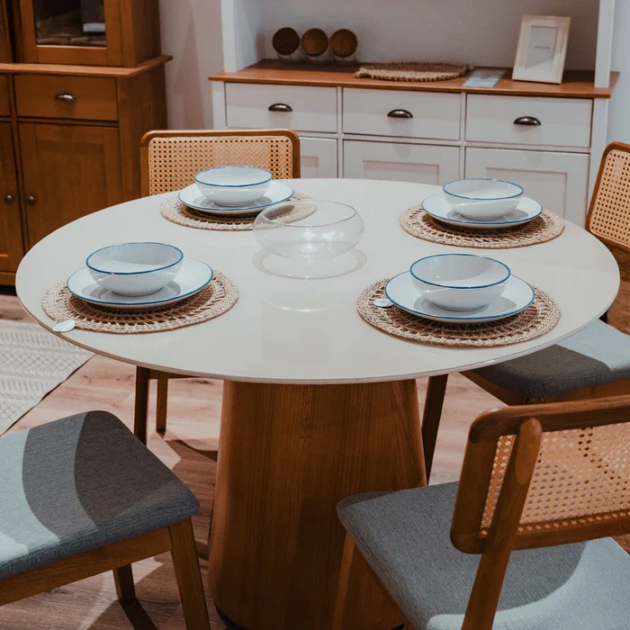 Mesa de Comedor Ana - Redonda - Línea Nevada - Blanco en Blanco - Mesas de comedor, Uruguay | Ecowood, vista 5