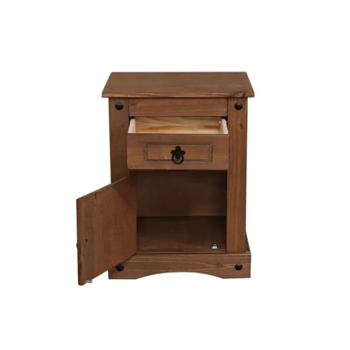 Mesa de luz 1 puerta 1 cajón Nogal - Línea Monterrey en Marrón - Mesas de luz, Uruguay | Ecowood, vista 2