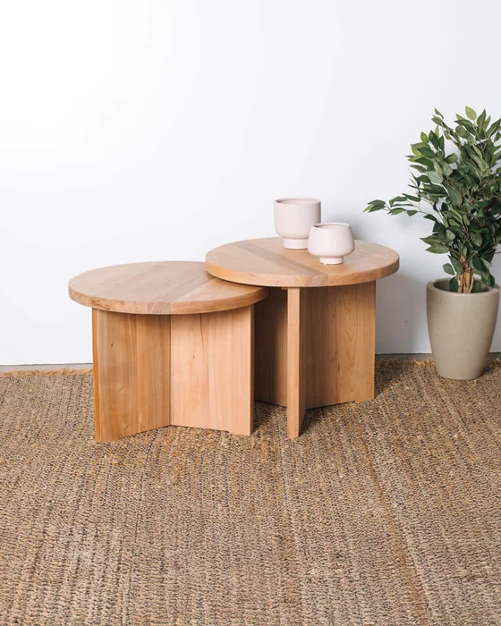 JUEGO DE MESA RATONA OSAS en Madera natural - Mesas de living, Uruguay | Fundamento Muebles