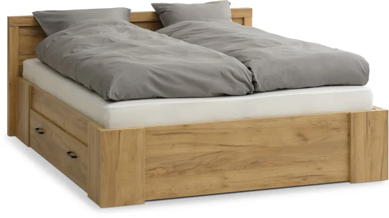 Estructura cama LINTRUP Queen 160x200 roble en Madera natural - Dormitorio, Uruguay | JYSK
