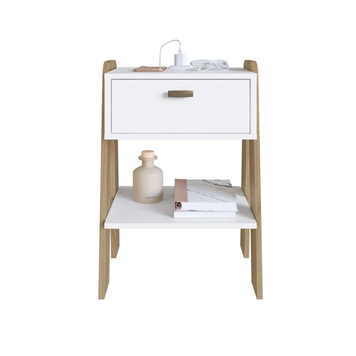 Mesa de Luz con Enchufe – Blanca - Mesas de luz, Uruguay | RM Muebles y Deco, vista 4