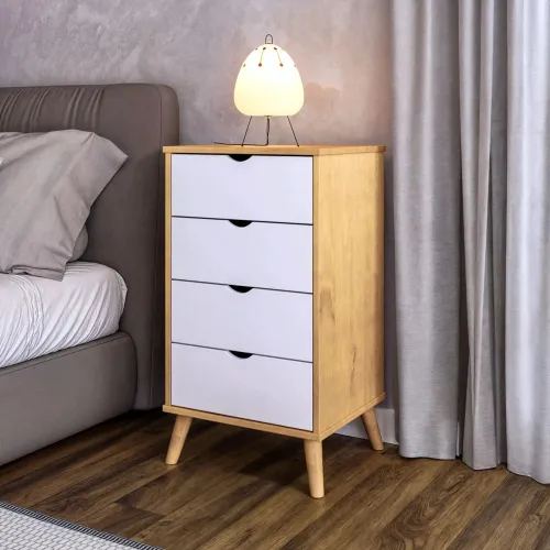 Cómoda 4 Cajones Sinfonier - Línea Berlin - Blanco en Blanco - Cómodas, Uruguay | Ecowood