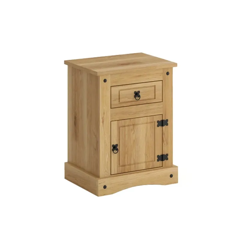 Mesa de luz 1 puerta 1 cajón Natural - Línea Monterrey en Madera natural - Mesas de luz, Uruguay | Ecowood