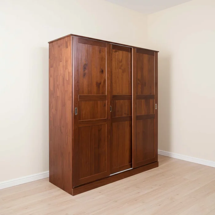 Placard Corredizo 3 Puertas Madera Marron Agata en Marrón - Roperos y placares, Uruguay | Divino