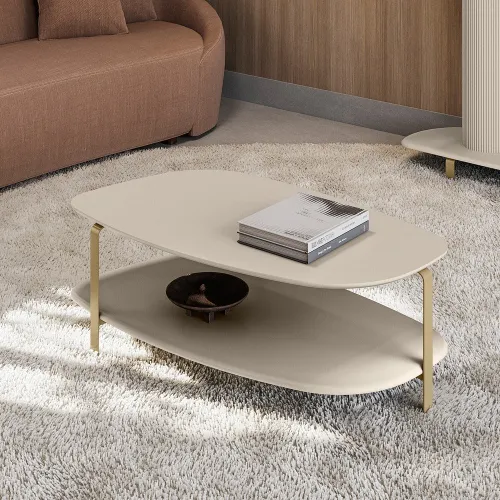 Mesa Ratona Santorini 90CM Organica en Beige - Mesas de living, Uruguay | Balton