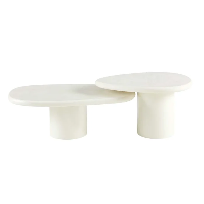 Set De Mesas Centrales Mdf-y-microcemento Lia en Blanco - Mesas de living, Uruguay | Divino, vista 2