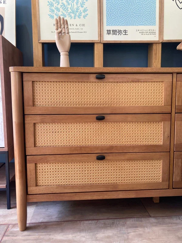 Cómoda Toulouse con Espejo - Seis Cajones / Madera Natural de Gomero en Madera natural - Cómodas, Uruguay | Berna Home, vista 3