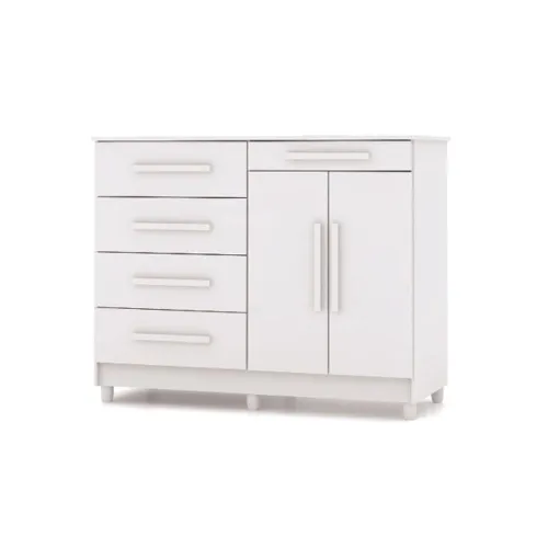 Comoda 5 Cajones 2 Puertas Moderna Con Estante 100% Mdp - Cómodas, Uruguay | Lais Muebles