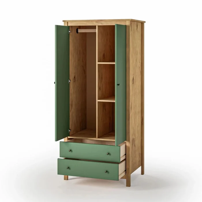 Ropero 2 Puertas 2 Cajones - Línea Maden - Verde en Verde - Roperos y placares, Uruguay | Ecowood, vista 3