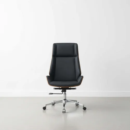 Asiento Gerencial Alto Madera-y-pu Negro Zen en Negro - Escritorios y sillas de escritorio, Uruguay | Divino