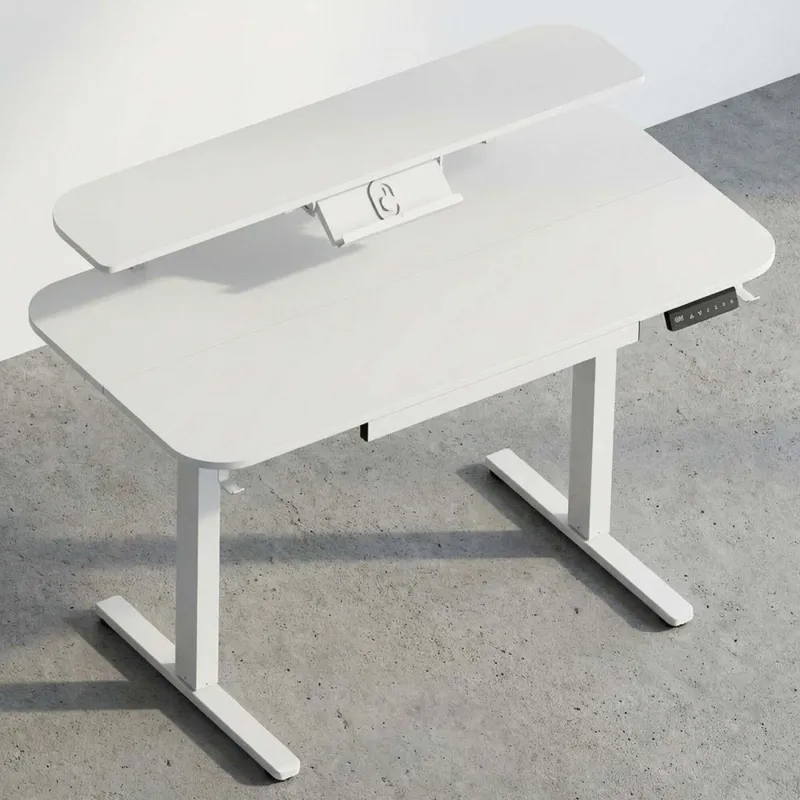 Escritorio Regulable Metal-y-mdf Blanco Aileron en Blanco - Escritorios y sillas de escritorio, Uruguay | Divino