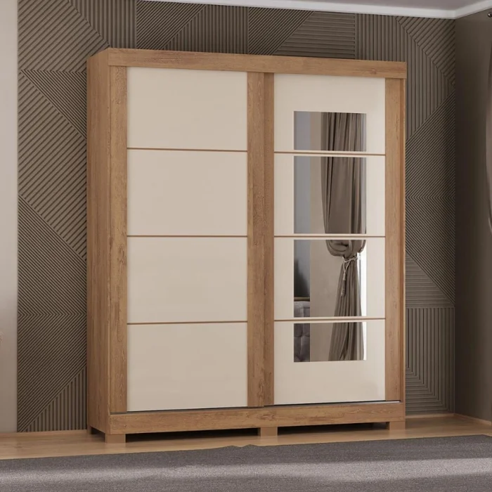 Ropero 2 puertas corredizas con espejo - Blanco en Blanco - Roperos y placares, Uruguay | La Cueva Muebles, vista 2