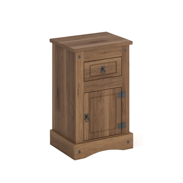 Mesa de luz 1 Cajon 1 puerta - Linea Mexicana - Ecommerce - Nogal en Marrón - Mesas de luz, Uruguay | Rústico Hogar, vista 2