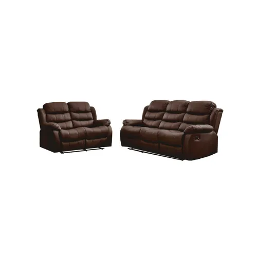 Juego De Living Reclinable 3+2 Pu Cuerina Comedor en Marrón, Uruguay | Soy Hogar