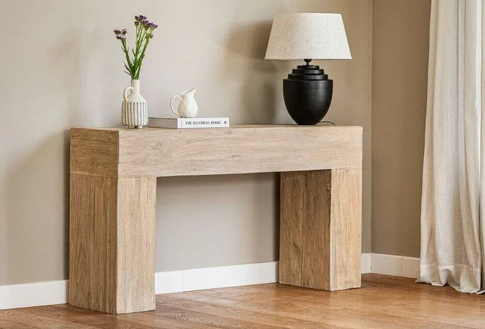 MESA DE ARRIMO / CONSOLA TAURET - 1.42 MTS en Madera natural - Bibliotecas, Uruguay | La Iberica
