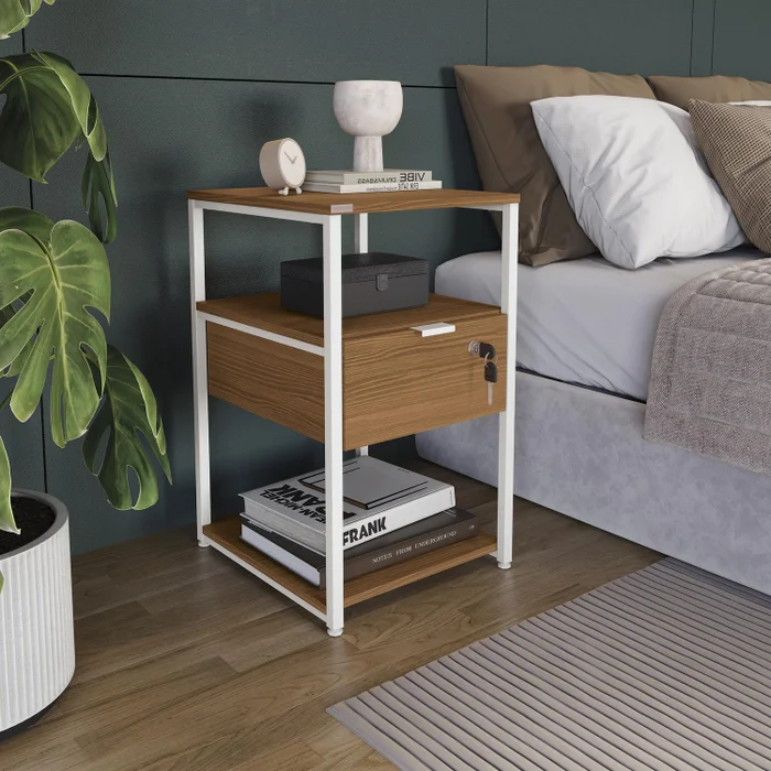 Estante Auxiliar Con Cerradura - Linea Industrial en Madera natural - Bibliotecas, Uruguay | Balton, vista 2