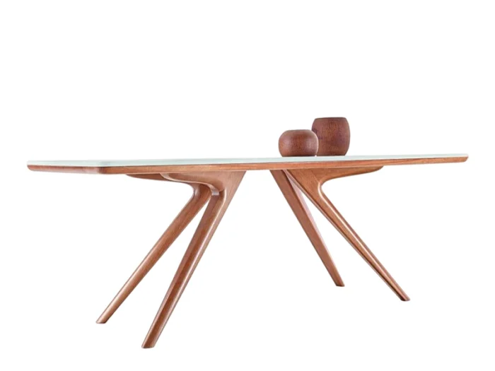 MESA COMEDOR RECTANGULAR KAMEL - BASE MADERA CLARA - TAPA LACA OFF WHITE en Blanco - Mesas de comedor, Uruguay | Champagne Home, vista 2