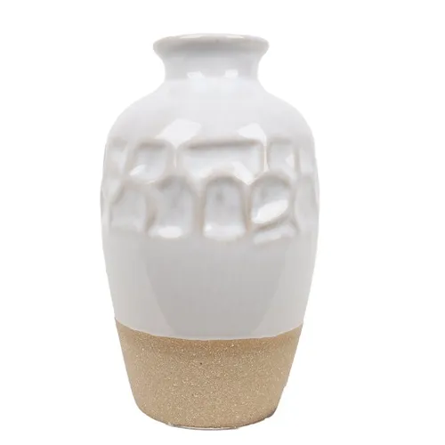 FLORERO JARRON 8.5x8.5x14.5CM CERAMICA BLANCO/NATURAL en Blanco - Jarrones, Uruguay | Decohogar
