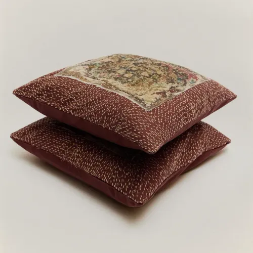 FUNDA COJÍN APLIQUE Y STITCHING - Textiles, Uruguay | Zara Home