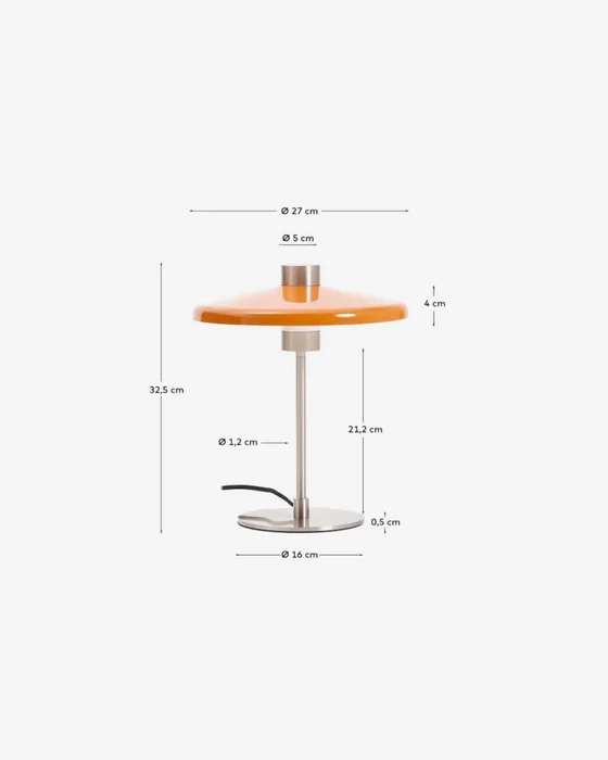 Lámpara de mesa Nuvira de acero cepillado - gris claro y pantalla naranja en Naranja - Lámparas de mesa, Uruguay | Kavehome, vista 7