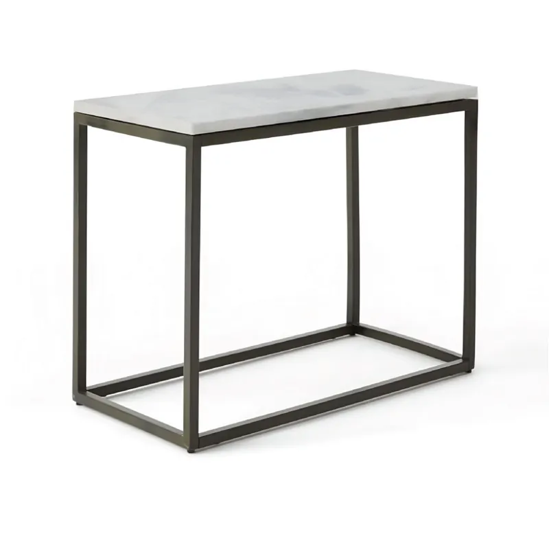 MESA LATERAL METAL/MARMOL 70x35x58CM BLANCO/NEGRO en Multicolor - Mesas de arrimo, Uruguay | Koz