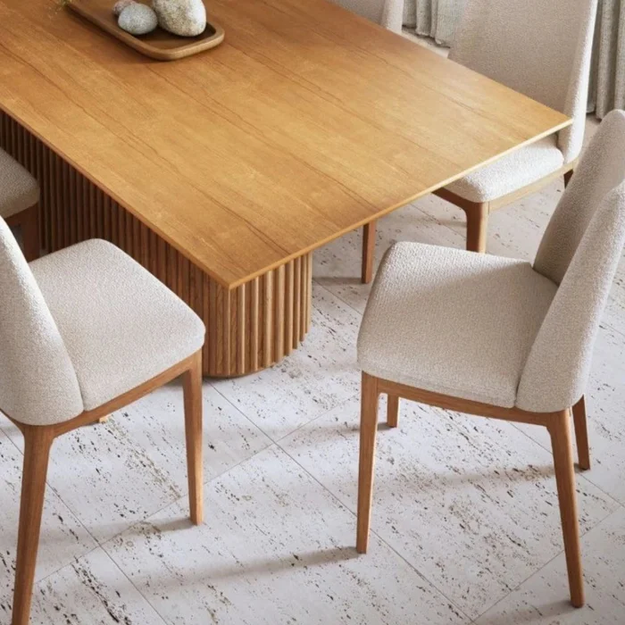Silla de comedor madera maciza - Línea Manhattan - Lino en Beige - Sillas, Uruguay | Balton, vista 6