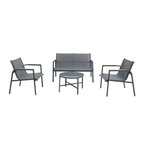 Set de Living Exterior Valencia - Acero y Tela en Negro - Muebles para el exterior, Uruguay | Rústico Hogar