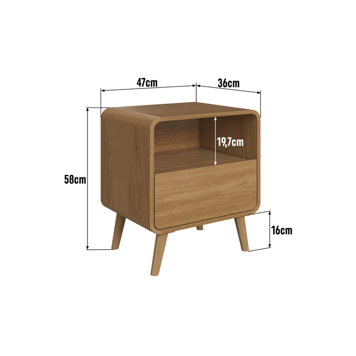 COMBO mesas de Luz Alba 9B – Roble en Madera natural - Mesas de luz, Uruguay | RM Muebles y Deco, vista 2
