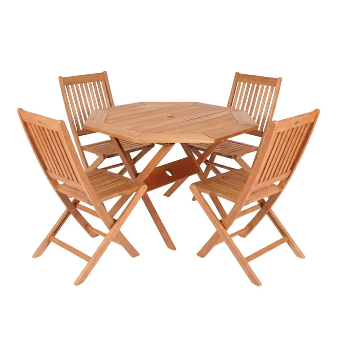 Conjunto 4 Sillas + Mesa Plegables para Patio - Ipanema en Madera natural - Muebles para el exterior, Uruguay | Rústico Hogar