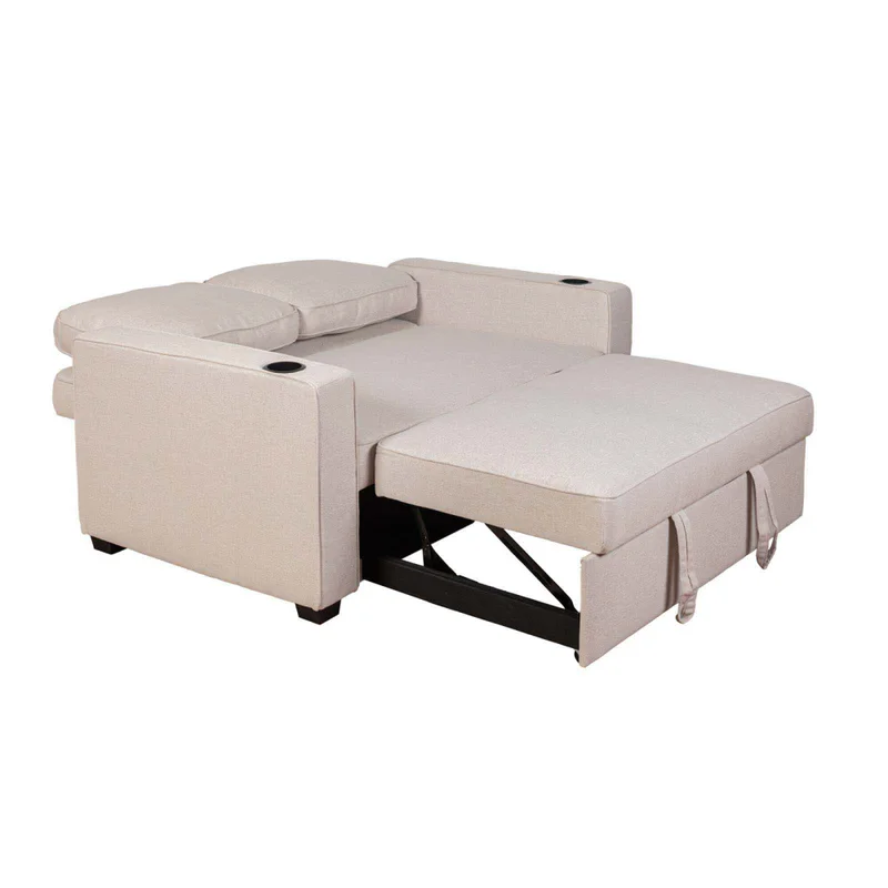 Sofá Cama 2 Cuerpos Tela Natural-beige Miley Beige en Beige - Sillones y sofás, Uruguay | Divino, vista 5
