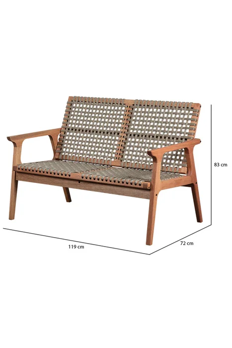SOFA TRACO 2 LUGARES CUERDA RAMI 119x72x83CM JATOBA en Madera natural - Muebles para el exterior, Uruguay | Vinibel, vista 4