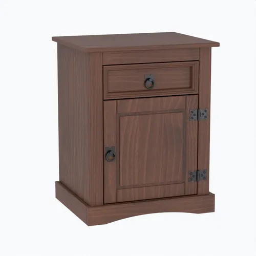 Mesa De Luz Línea Mexicana Material Pino 1 Puerta E1518 en Marrón - Mesas de luz, Uruguay | Muebles Express