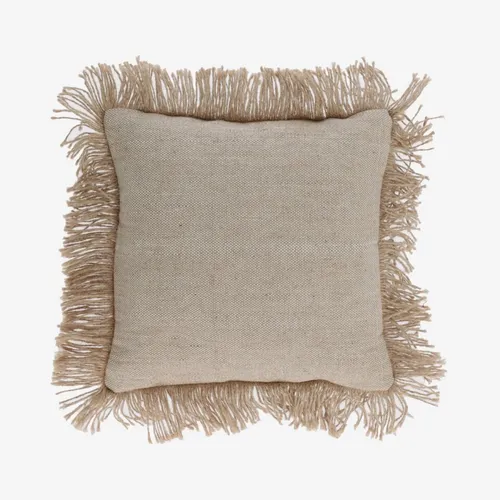 Almohadón Delcie de algodón beige con flecos de yute de 45 x 45 cm en Beige - Textiles, Uruguay | Kavehome
