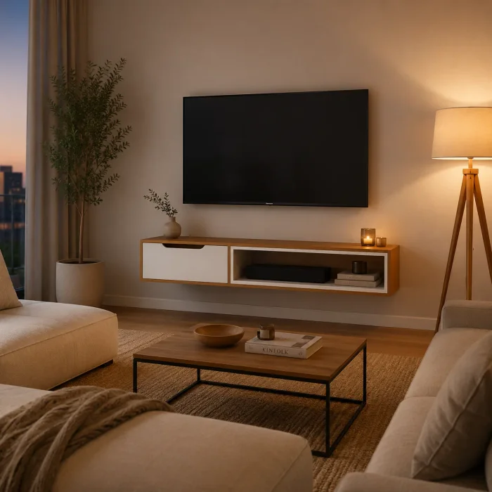 Rack Tucuma Flotante en Madera natural - Muebles para TV, Uruguay | Deluxe Home, vista 3