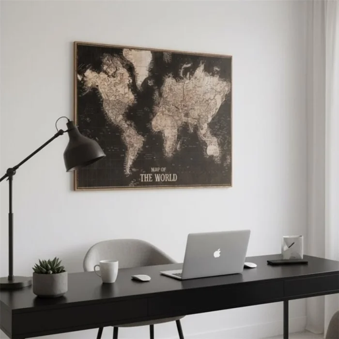 CUADRO CANVAS 40x50cm MARCO MAP OF THE WORLD en Negro - Decoración de pared, Uruguay | Decohogar, vista 3