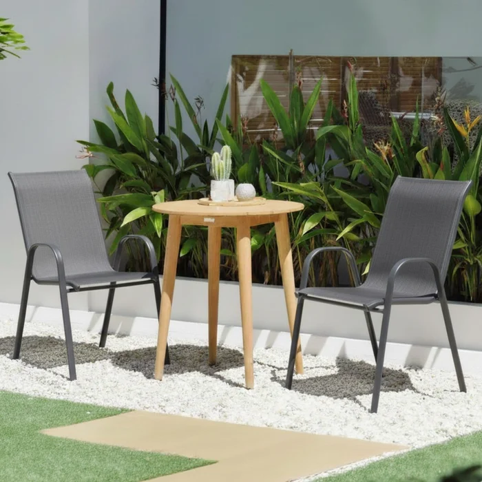 Sillas Textilina y acero mas Mesa de Eucaliptus - Nassau - Negro en Multicolor - Muebles para el exterior, Uruguay | Rústico Hogar