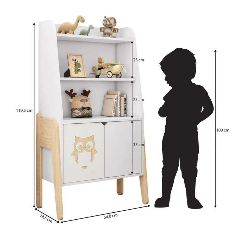 Estantería Biblioteca 2 Puertas 2 Estantes Infantil - Blanco en Blanco - Bibliotecas, Uruguay | Ecowood, vista 5
