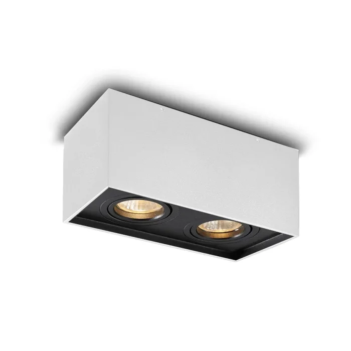 Luminaria Downlight Cuadrada Doble Bari Blanco en Blanco - Lámparas colgantes, Uruguay | Serlux